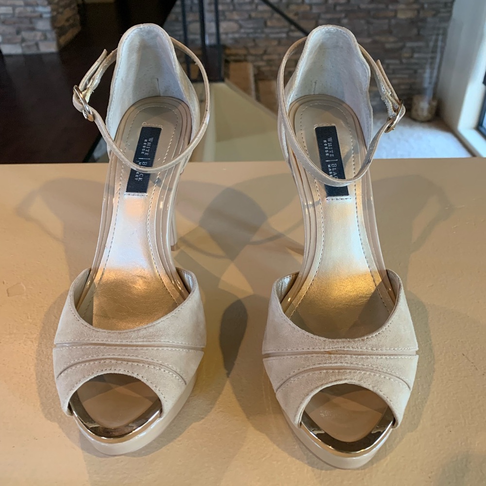 Neutral flush toned platform heels